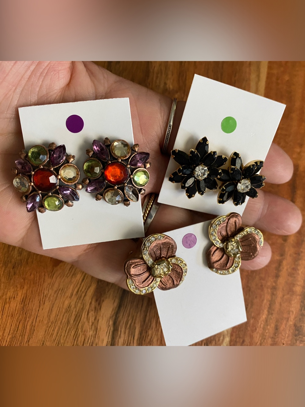 Classic cluster post earrings 3 pairs